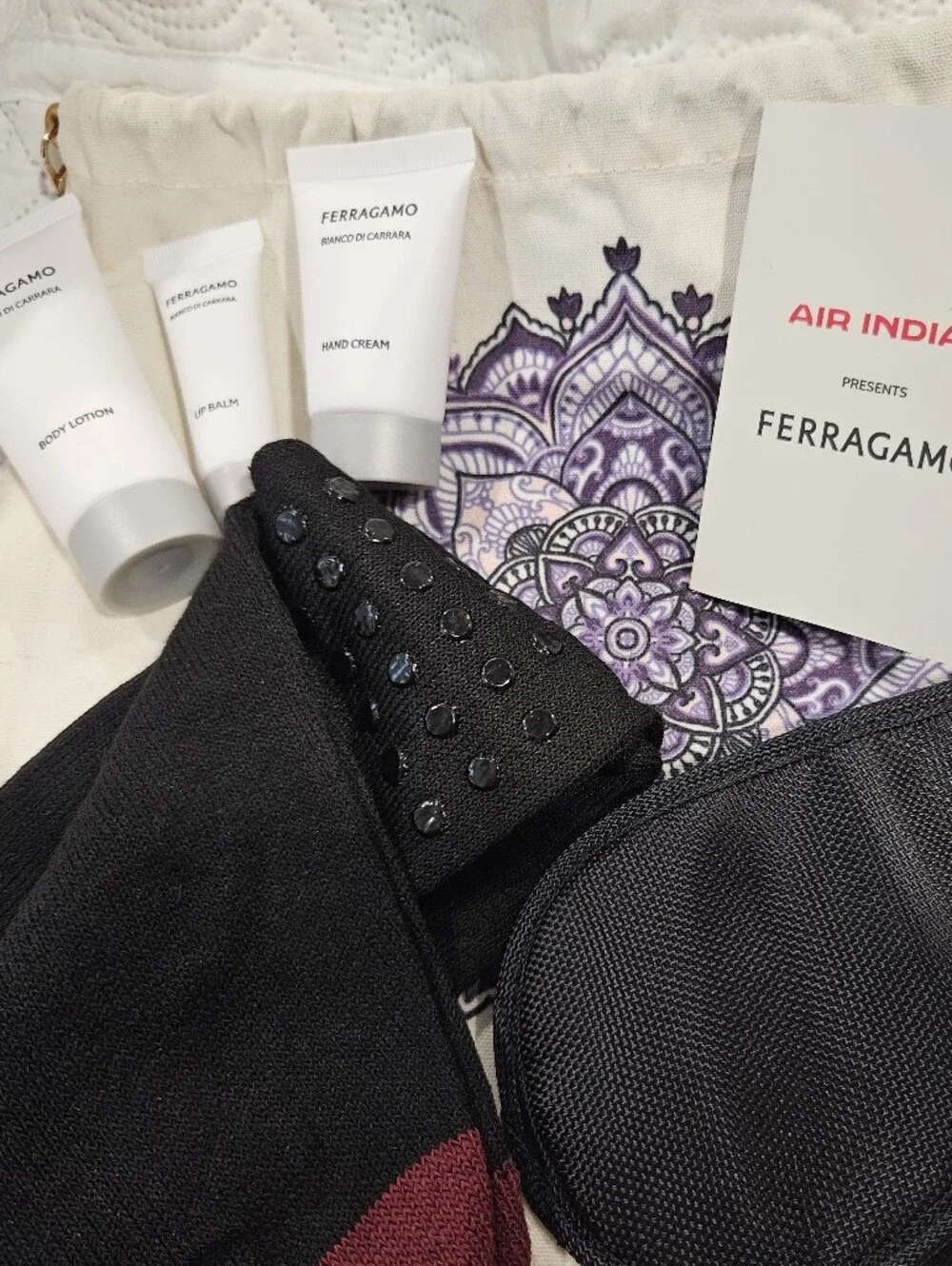 NWT Ferragamo x Air India First Class Amenity Kit Bianco Di Carrara Travel Set